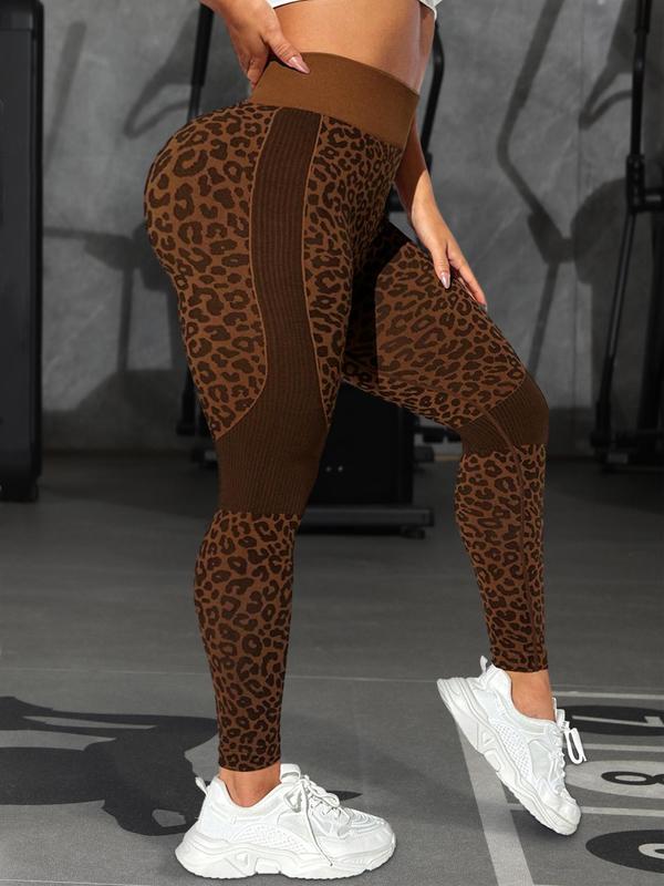  Leopard Print High Waist Sports Leggings, Casual Comfy Breathable Skinny Pants for Yoga Gym Workout, Women's Sport & Outdoor Clothing for All Seasons