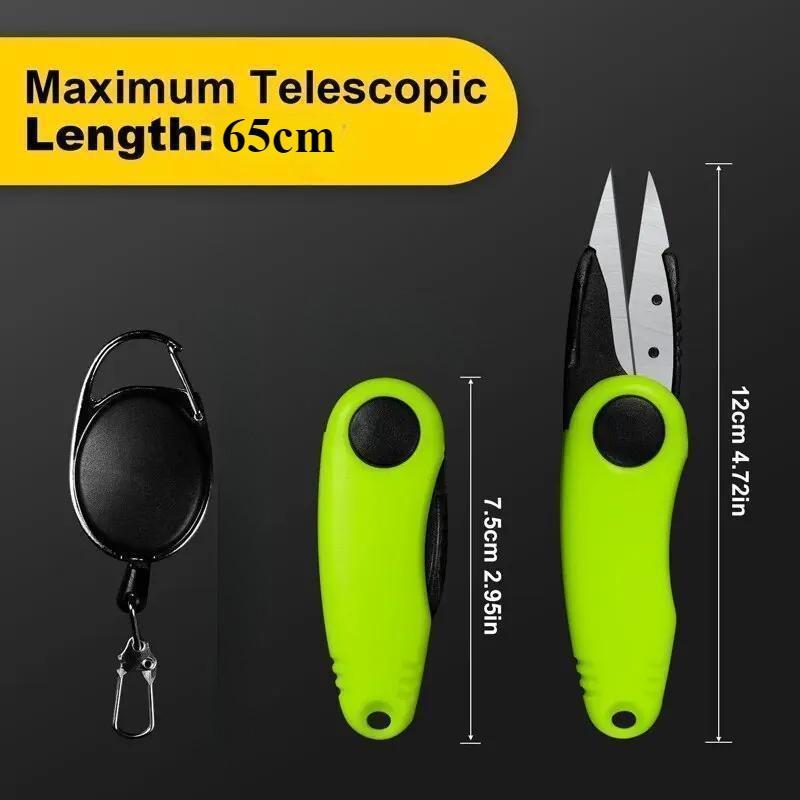 Outdoor Foldable Scissors with Retractable Tether, Stainless Steel Scissors & ABS Shrimp Wire Cutter, Multifunctional Scissors for Outdoor