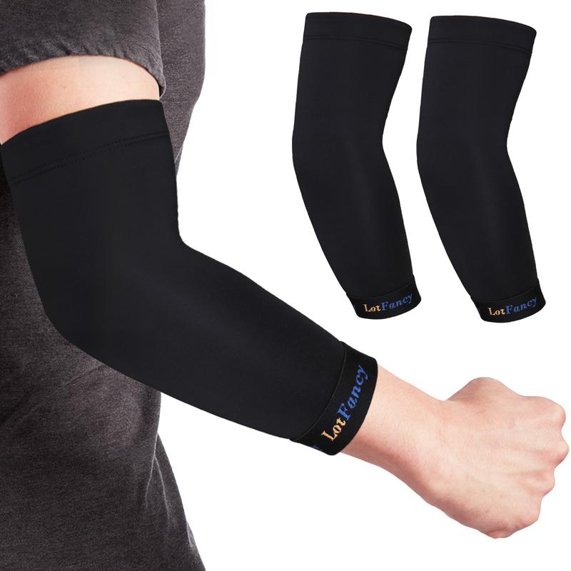 Pair Copper Arm Compression Elbow Sleeve Brace Wrap Support Sports Sleeves