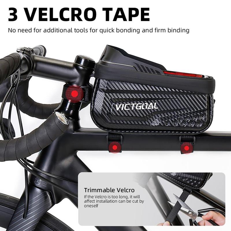 Bicycle Top Tube Frame Bag, Waterproof Touch Screen Phone Storage Bag, Large Capacity Cycling Accessories for Mountain Bike Road Bike