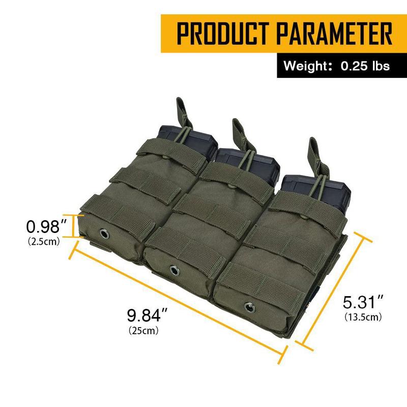 Triple Magnetic Pouch, 1 Count Open Top 5.56mm Magazine Pouch, Tactical Molle Mag Carrier, Nylon Airsoft Hunting Magazine Pouch