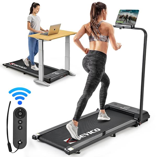 2-in-1 walking mat Treadmill with remote control for Obese people Desktop treadmill with stand Low noise under table treadmill wheels for easy movement Folding treadmill, portable at 6.2 MPH Suitable for home and office use