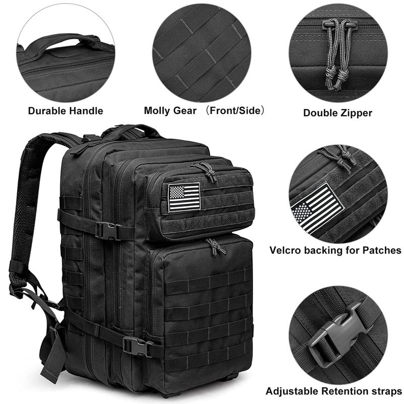 40L Military Tactical Backpack 3 Day Assault Survival Molle Pack Bug Out Bag Fishing Backpack Rucksack With USA Flag Patch