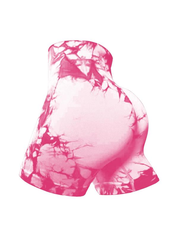 Women's Tie Dye Print High Waist Sports Shorts, Gym Shorts, Casual Comfy Breathable Skinny Shorts for Yoga Gym Workout Running, Ladies Sportswear for Summer