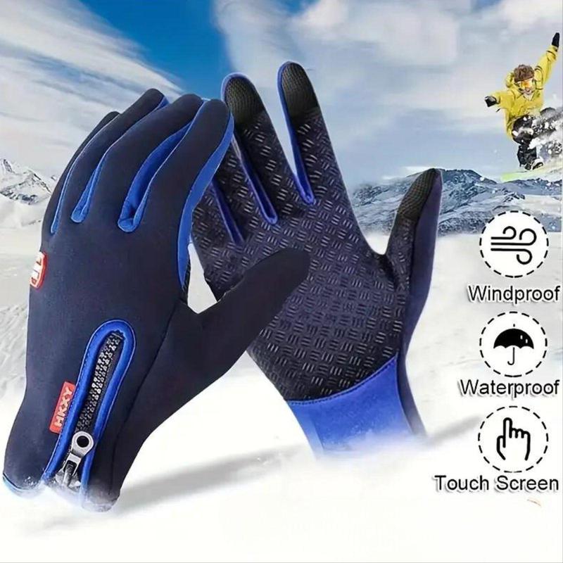 Winter Gloves for Men Gifts, 1 Pair Warm Touchscreen Gloves, Zipper Design Waterproof Gloves for Cycling and Outdoor Sports, Gym Accessories