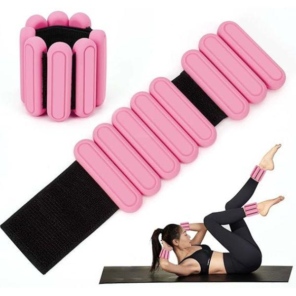 Adjustable Ankle & Wrist Weights for Women & Men,2 Count Silicone Wearable Wrist Bangles for Gym, Yoga, Pilate, Exercise, Training. Arm & Leg Workout