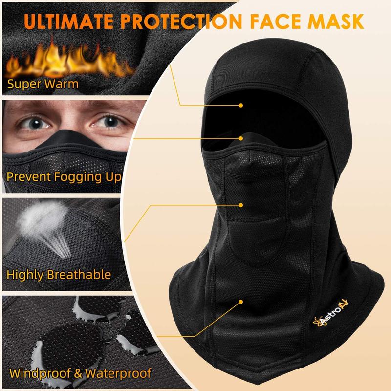 Ski Mask Windproof Balaclava for Cold Weather, Winter Face Mask Breathable Stretchable for Skiing, Snowboarding, Black