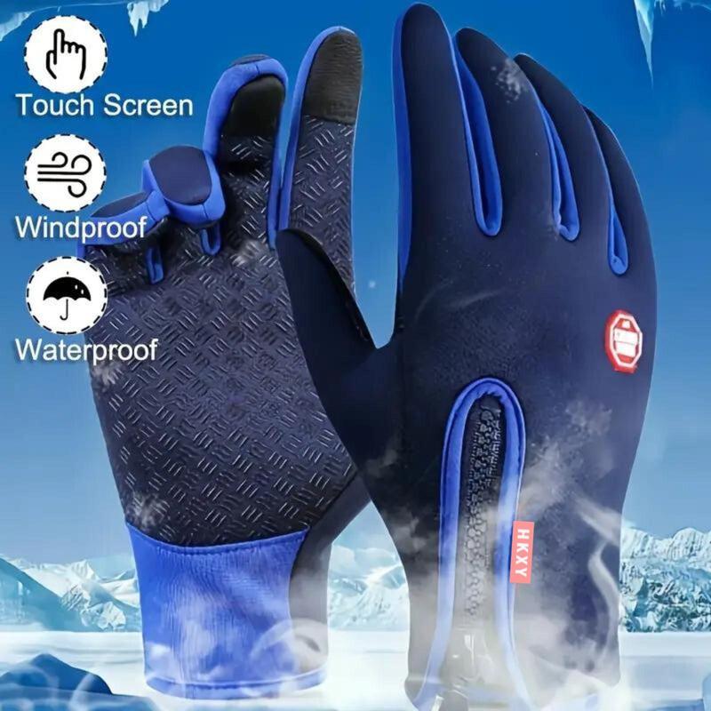 Winter Gloves for Men Gifts, 1 Pair Warm Touchscreen Gloves, Zipper Design Waterproof Gloves for Cycling and Outdoor Sports, Gym Accessories