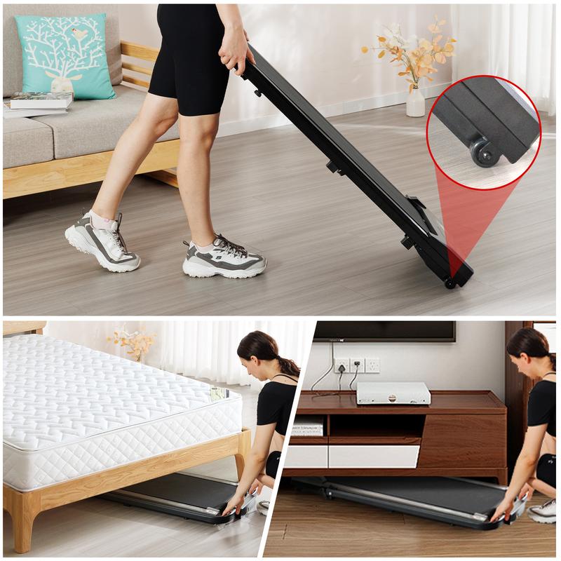 2-in-1 walking mat Treadmill with remote control for Obese people Desktop treadmill with stand Low noise under table treadmill wheels for easy movement Folding treadmill, portable at 6.2 MPH Suitable for home and office use