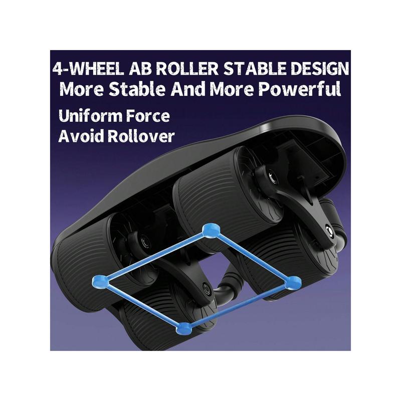 Ab Roller Wheel With 4 Wheel Elbow SupportAutomatic Rebound Abdominal Wheel, Ab RollerAbdominal Exercise With Knee Mat &Timer AbsWorkout Equipment Trainer Fitness