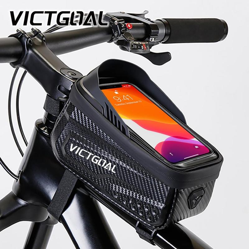 Bicycle Top Tube Frame Bag, Waterproof Touch Screen Phone Storage Bag, Large Capacity Cycling Accessories for Mountain Bike Road Bike