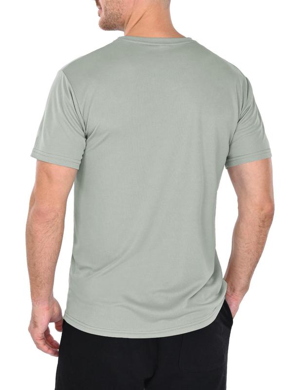 Men's Plain Round Neck Short Sleeve Sports Tee Summer Clothes,  Gym Tops Regular Fit Casual Breathable Quick Drying T-shirt, Men Sportswear for Gym Workout Running