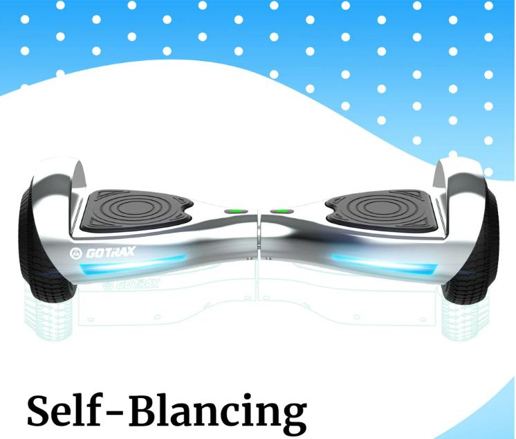 Hoverboard with Bluetooth Speaker – 6.2mph Top Speed, Chrome Finish, for Kids Ages 8+ and Up to 176lb Weight Capacity