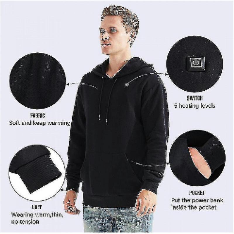 Outdoor Electric Usb Heated Sweater Hoodie Men Winter Warm Heated Clothes Charging Warm Jacket Sportswear Newway