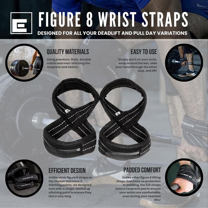 Padded Figure 8 Lifting Straps - Weightlifting Straps - Figure 8 Straps - Wrist Straps for Men, Women, Weight Lifting, Deadlifts - Deadlifting Straps