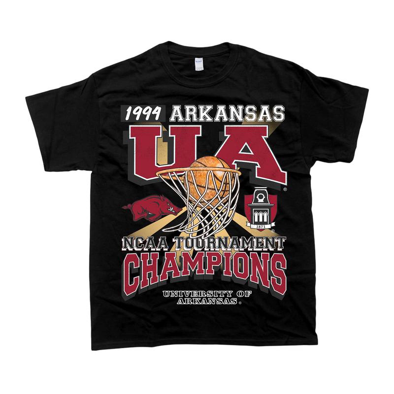 University of Arkansas Tournament Champs NCAA Merch, graphic vintage sports tees summer shirts for men