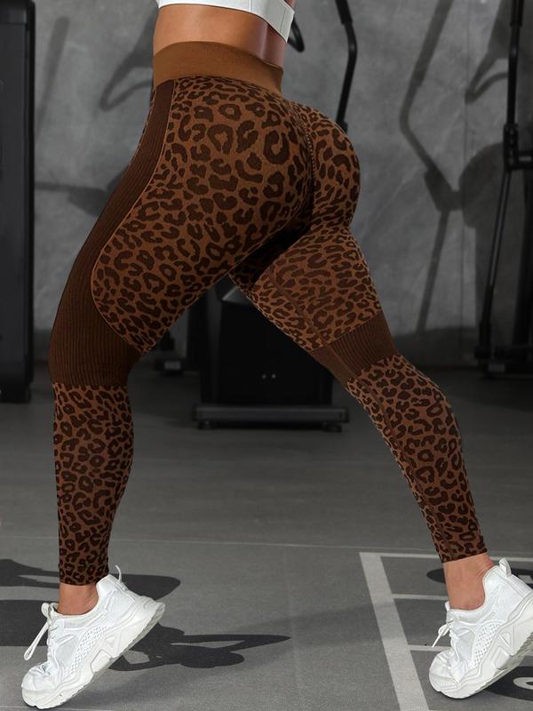  Leopard Print High Waist Sports Leggings, Casual Comfy Breathable Skinny Pants for Yoga Gym Workout, Women's Sport & Outdoor Clothing for All Seasons