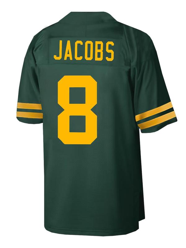 Men's Green Bay Packers #8 Embroidery Soccer Jersey, Loose V Neck Short Sleeve T-shirt, Breathable Quick-drying Sports Top for Summer