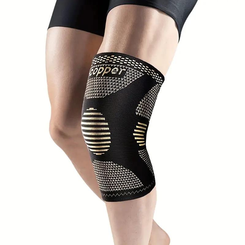 4Pcs Copper Compression Knee Sleeve, Breathable Anti-Slip Knitted Knee Support Brace for Running, Work Out, Gym, Hiking, Athletic Fitness & Exercise