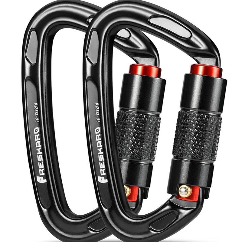 25KN Auto Lock Carabiner, 1 Count D-shaped Climbing Equipment, Durable D-shaped Carabiner for Rock Climbing, Rope Descent, Outdoor Climbing Equipment