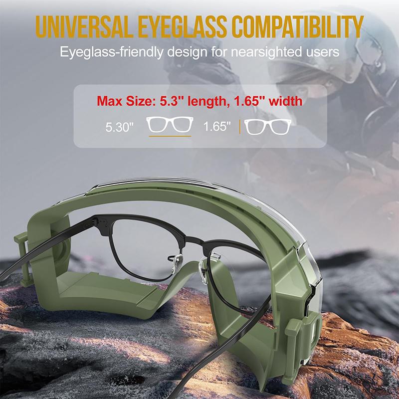 ONETIGRIS Goggles Over Glasses, Anti Fog Eyeglasses, Safety OTG Goggles Protection with Interchangeable Len