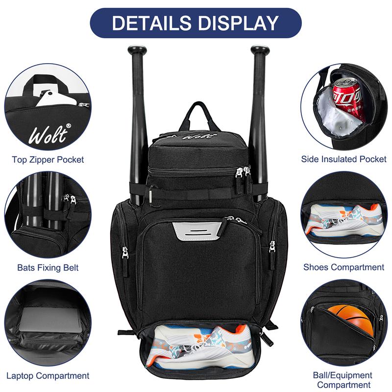 WOLT | Basketball Backpack Bags with Separate Ball Compartment and Shoes Pocket，Large Sports Equipment Bag for Basketball, Soccer, Rugby, Volleyball, Baseball Sport,Outdoor Sports Equipment Bag,Gym Bag