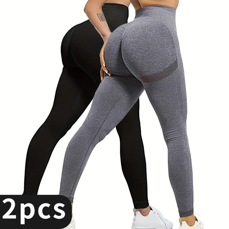 6 Pcs High-Waisted Slimming Yoga Pants with Pockets, Tummy Control, High Elasticity Solid Color Leggings for Women