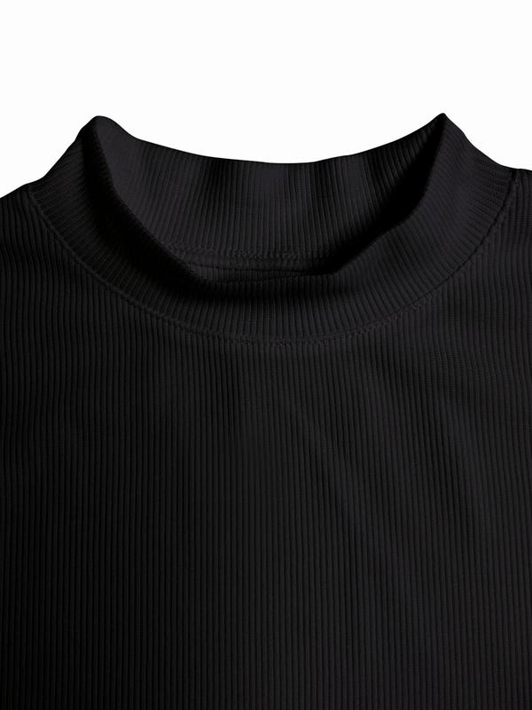 Women's Solid Stand Collar Ribbed Sports Vest, Casual Sporty Breathable Sleeveless Top for Yoga Gym Workout, Ladies Sportswear for All Seasons