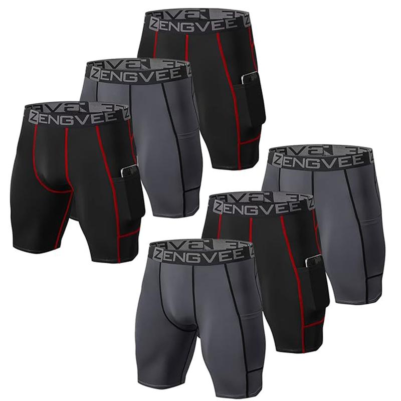 Men's compressed shorts 3 pack with pockets Running shorts Men's gym, swimming, yoga, hiking, exercise, cycling, running