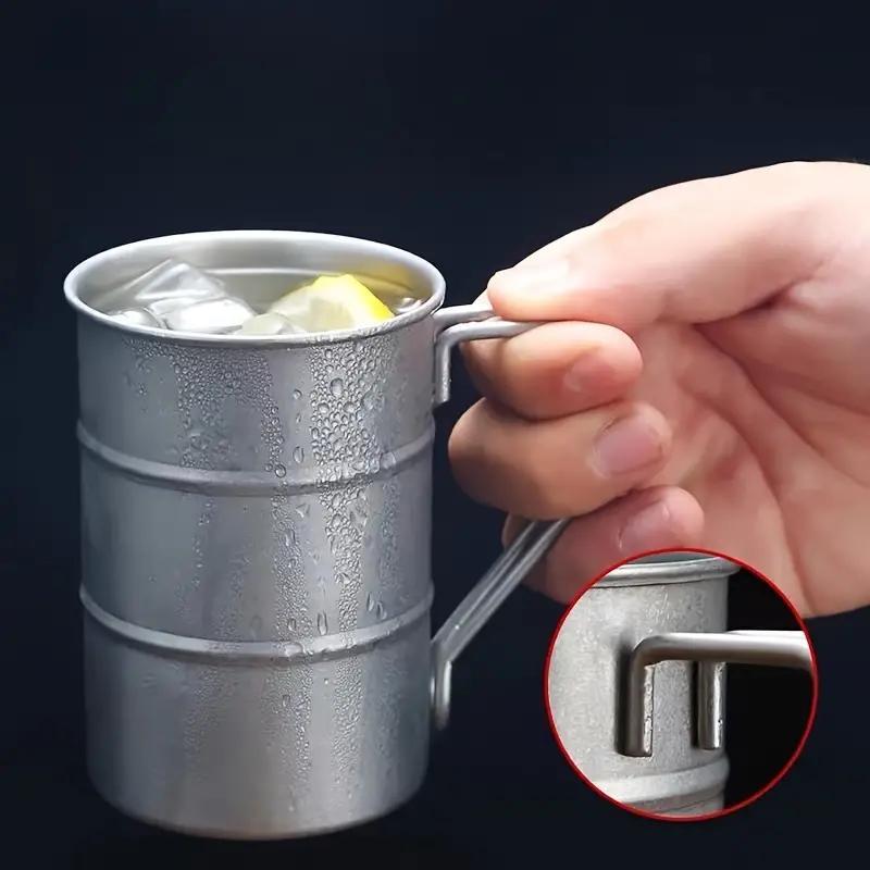 Stainless Steel Water Cup, 1 Count Vintage Mug with Handle, Portable Drinking Cup for Outdoor Camping, Party Drinking Cup