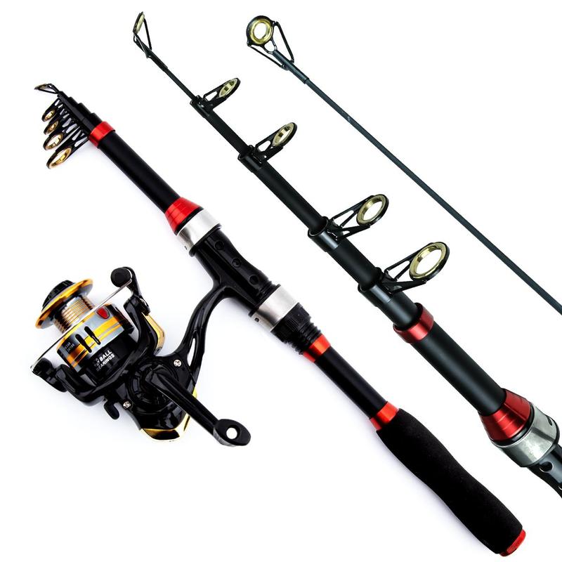 1.8m Telescopic Fishing Rod & Spinning Reel & Fishing Bag & Fishing Lure Kit, Portable Outdoor Fishing Accessories Set, Fishing Gear Set