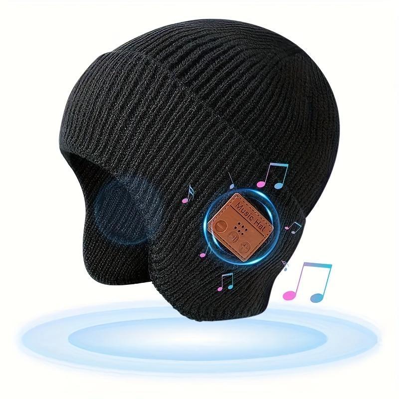 Wireless Beanie Hat with Music Player, Rechargeable Wireless Beanie Hat with Volume Control, Sports & Outdoor Hats for Outdoor Activities & DJ