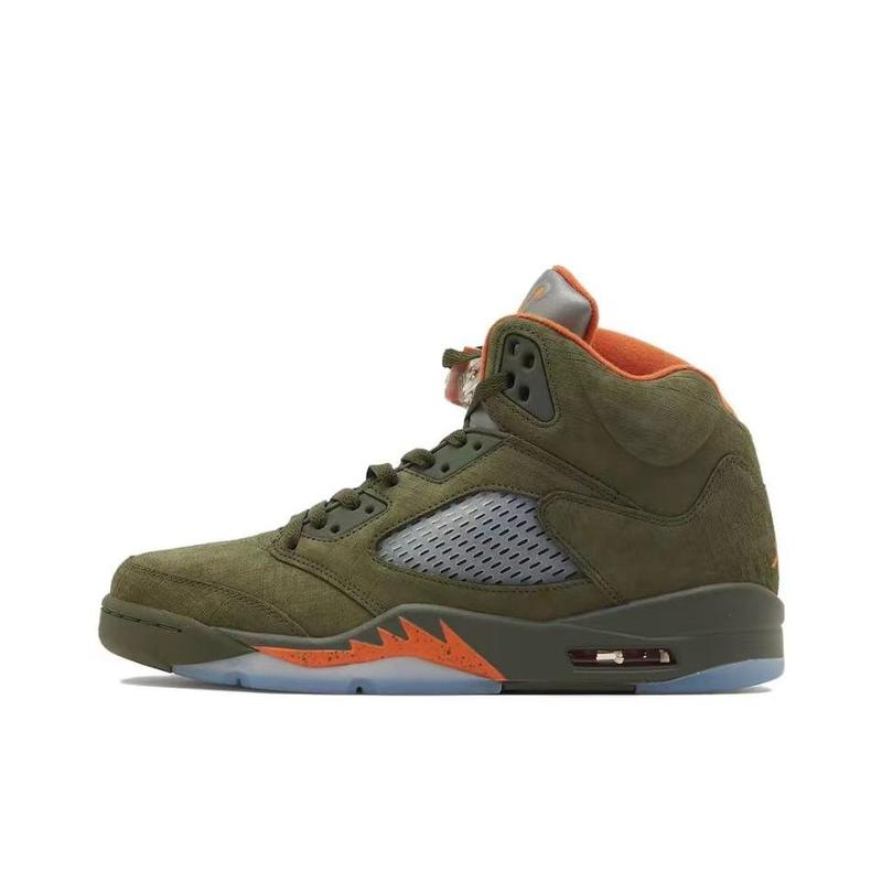 2024 Jordan New5th generation men's shoes Aj high top army Green  Fashion sense Convenience