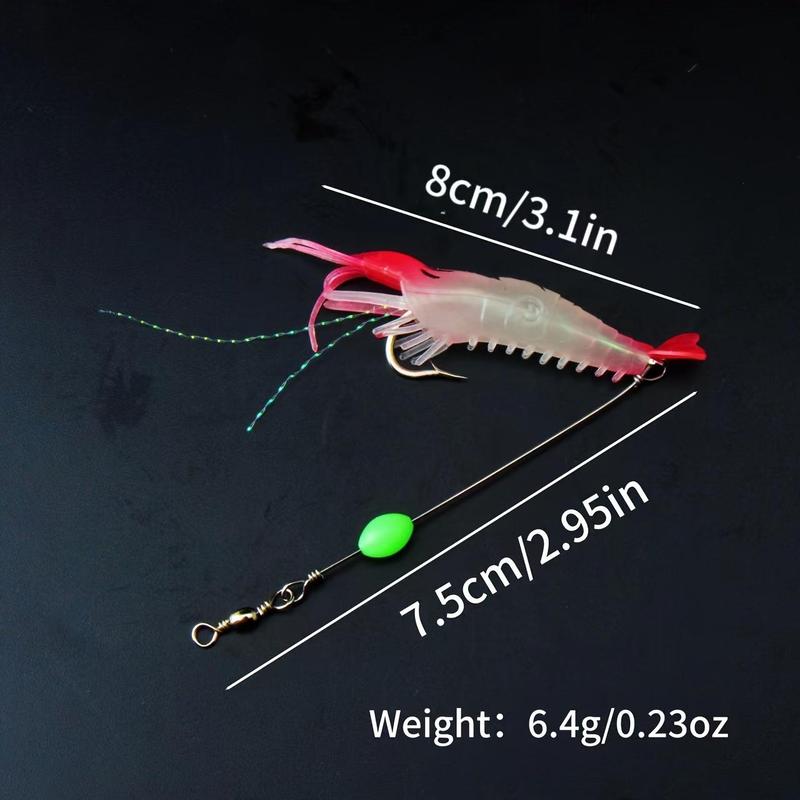 Luminous Shrimp Fishing Lure, 7 Counts Artificial Fishing Bait with Sharp Hook, Fishing Accessories for Outdoor Fishing