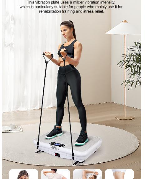 ROTAI Vibration Plate Gym, 300 lbs, Lymphatic Drainage Machine, Full Body Workout to Stay Healthy with 2 Fitness Resistance Bands