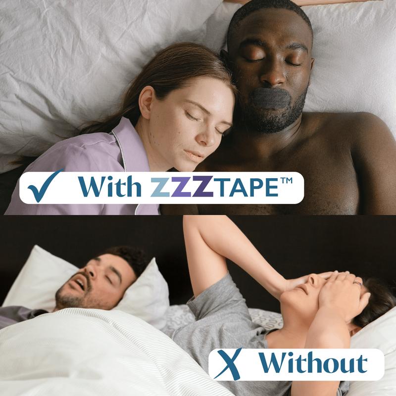 ZzzTape Mouth Tape - Enjoy mouth tape benefits for better sleep. Great before and after. Works with beards and mustache. Breathable and hypoallergenic