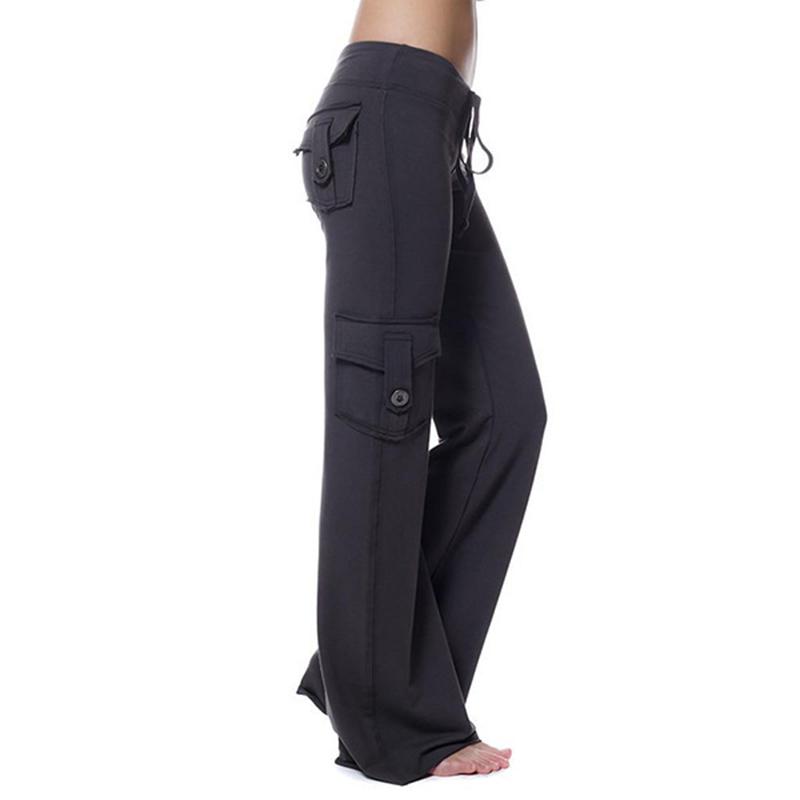 Womens Cargo Yoga Pants  Elastic High Waist Wide Leg Pants