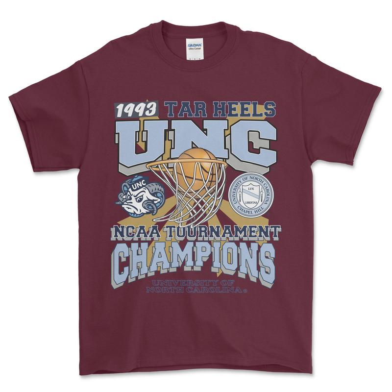 University of North Carolina Tournament Champs NCAA Shirt, graphic vintage sports tees summer shirt for men