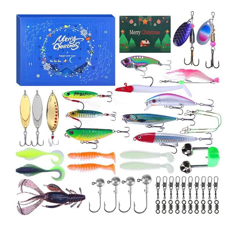 24-grid Fishing Lure Set, 1 Set Christmas Themed Fishing Lure with Storage Box, Fishing Accessories for Men & Teenager Boys, Perfect Holiday Gift, Christmas Gift