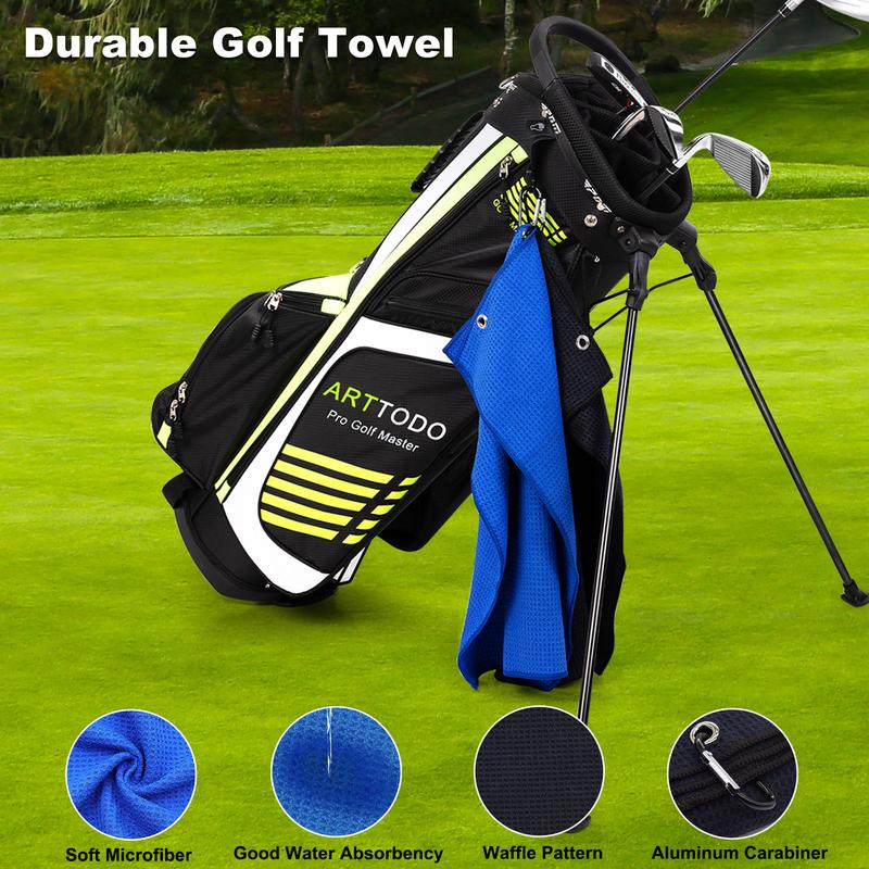 Golf Accessories Kit 13 in 1, includes a towel, divot tool, ball marker, golf tee, storage bag and cleaning brush. Golf gifts for him.