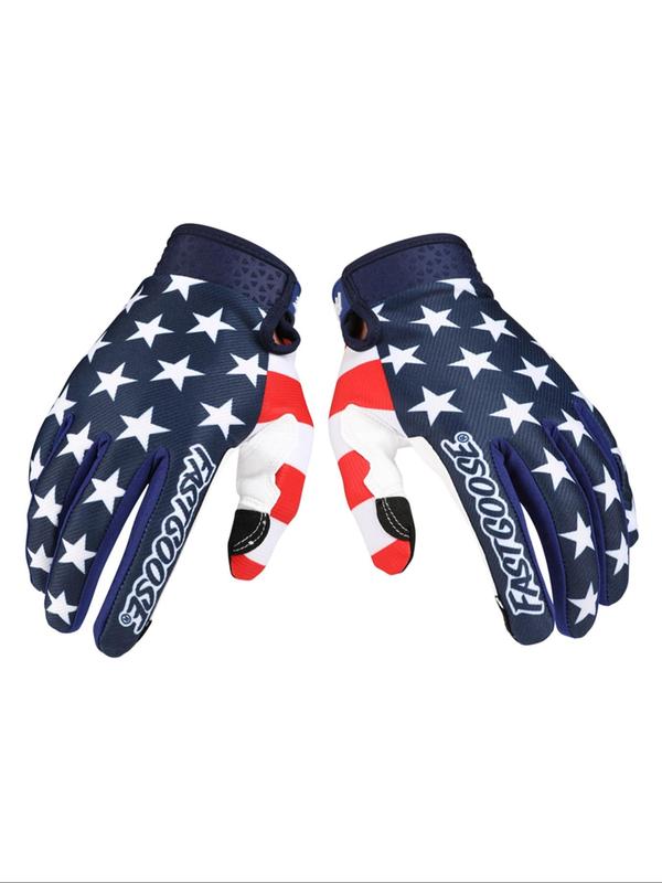 American Flag & Letter Print Sports Gloves, Non-Slip Breathable Riding Cycling Gloves, Outdoor Gloves for Men & Women