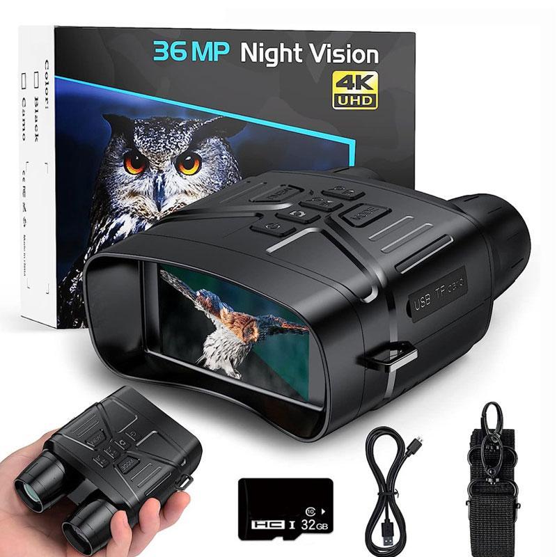 4K Night Vision Goggles, 1 Box 3 in 1 Large Screen Binoculars, USB Rechargeable Lithium Battery Field Observation Goggles for Outdoor Camping