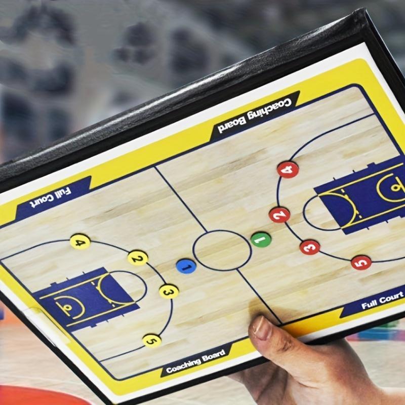 Basketball Coach Board, 1 Set Double Sided Tactical Board & Pen & Magnetic Pieces, Basketball Training Equipment for Coaches & Players