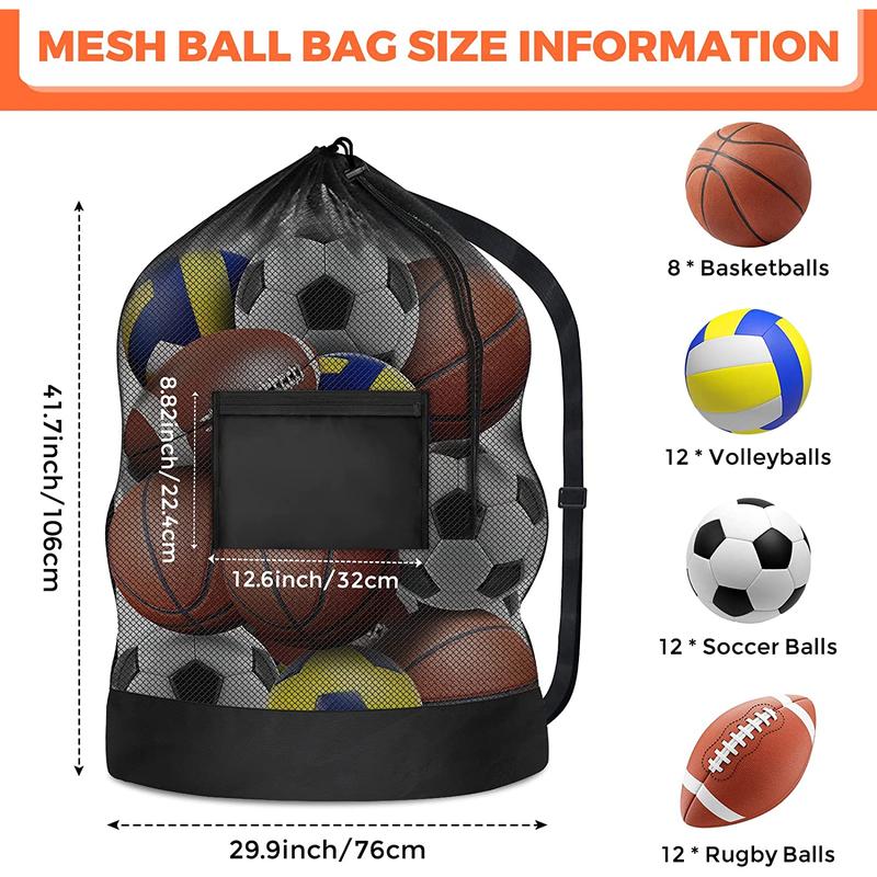 Extra Large Sports Ball Bag - Mesh Soccer Team Balls Storage Bag with Drawstring | Ideal for Basketball, Beach Gear, Swimming Equipment, and More | Durable and Versatile Sports Equipment Organizer