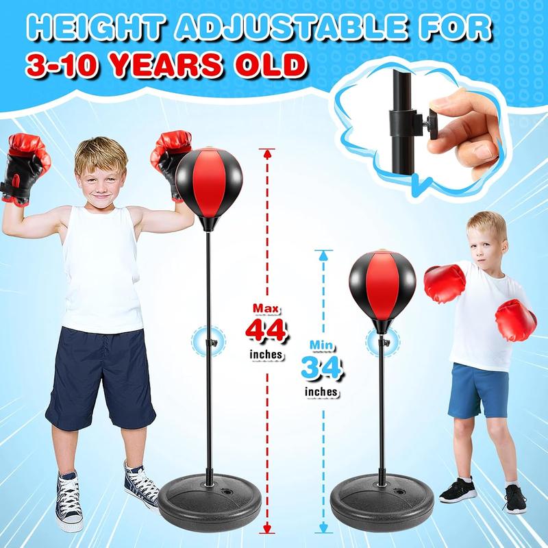 Punching Bag for Kids, Kids Boxing Bag with Stand, 3 4 5 6 7 8 9 10 Years Old Adjustable Kids Punching Bag, Boxing Equipment for Kids with Boxing Gloves, Boxing Set as Boys & Girls Toys Gifts