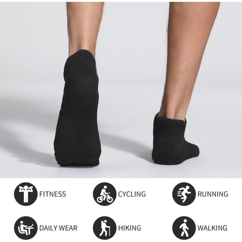 Athletic Running Ankle Socks, Low Cut Cushioned Anti-Blister Tab Sports Socks Men Women 6Pairs-Black