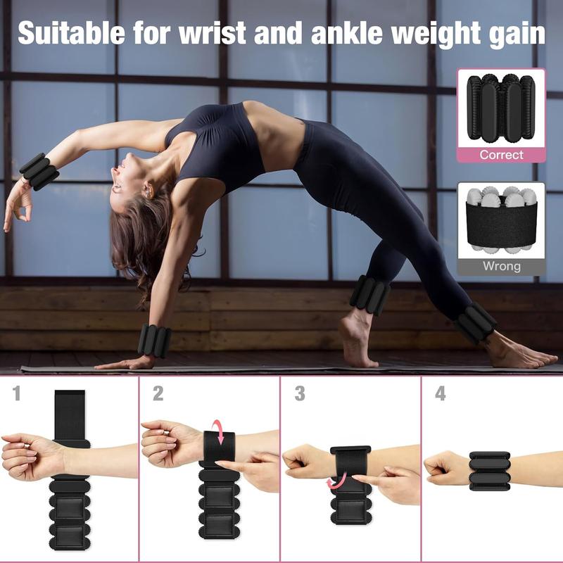 Wrist Ankle Weights for Women Men, Adjustable Wearable Silicone Arm Weights Leg Weights Strength Training for Home Gym Workout, Running, Yoga,Exercise,Strength Training, Set of 2 (1LB Each)