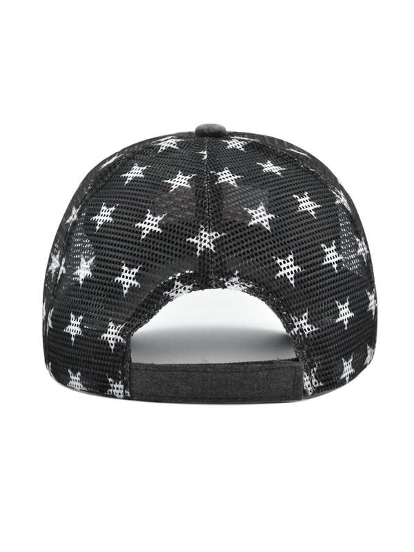 Unisex Casual USA Flag Embroidery Trucker Hat, Retro Stars Print Hollow Out Mesh Design Trucker Hat, Trucker Hat for Casual Leisure Outdoor Sports