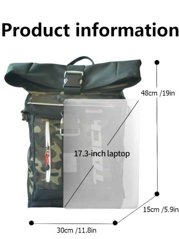 Camo  Pattern Motorcycle Backpack Bag, Multifunctional Outdoor Waterproof Sports Backpack, Biker Bag, Men's Fashion Backpack for Outdoor Cycling