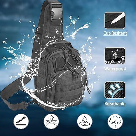 Tactical Shoulder Sling Bag Small Outdoor Chest Pack for Men Traveling, Trekking, Camping, Rover Sling Daypack Black